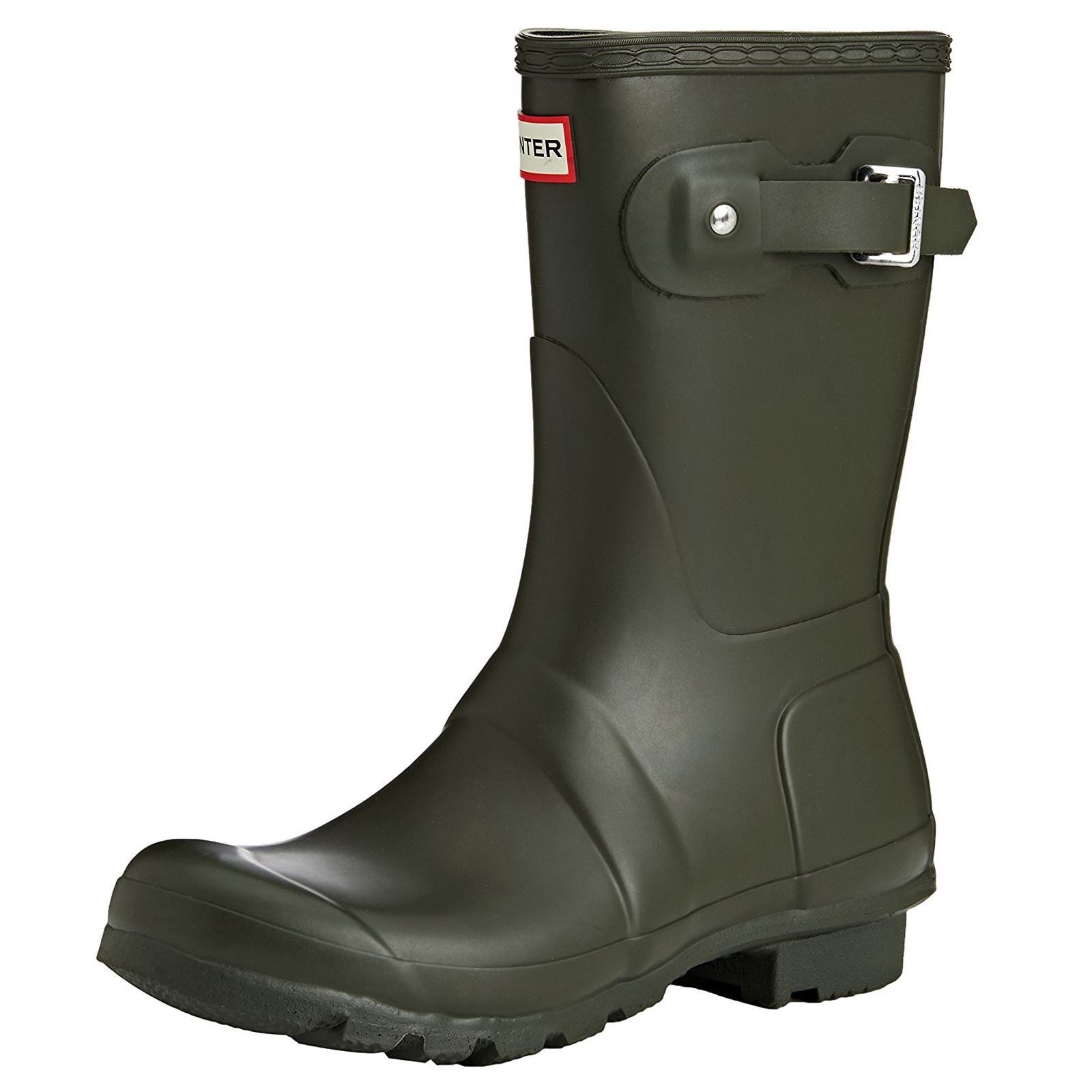 Hunter Original Rubber Women's Short Wellington Boots#color_dark olive