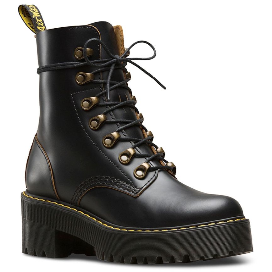 Dr.Martens Leona 7-Eyelet Black Womens Boots#color_black