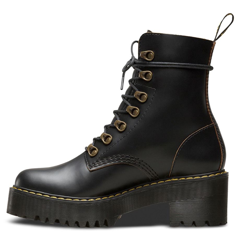 Dr.Martens Leona 7-Eyelet Black Womens Boots#color_black