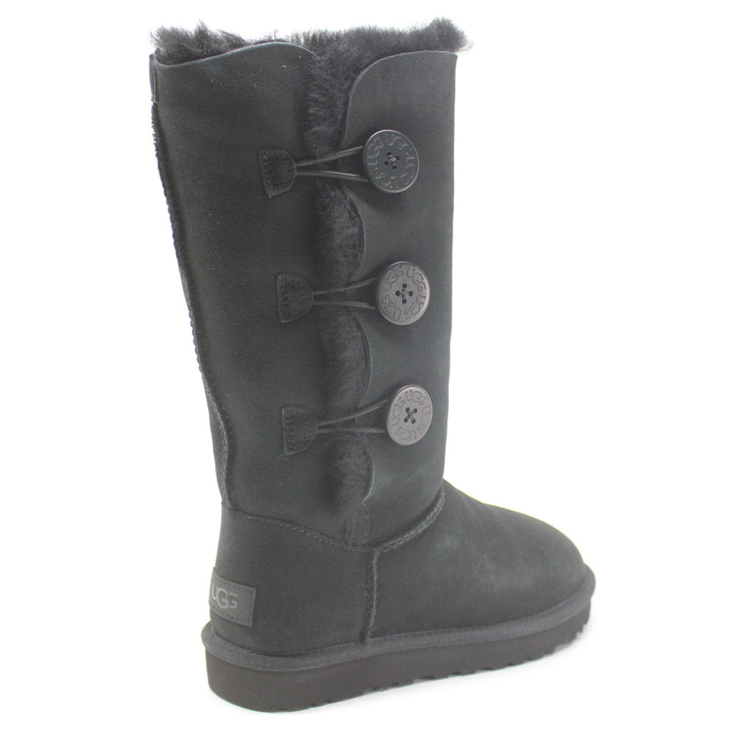 UGG Bailey Button Triplet II Suede Sheepskin Women's Tall Snow Boots#color_black