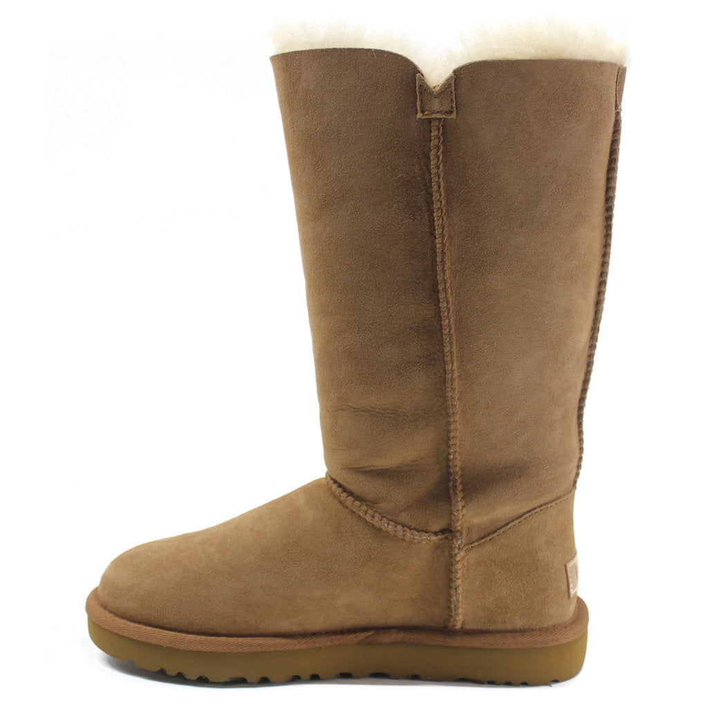 UGG Bailey Button Triplet II Suede Sheepskin Women's Tall Snow Boots#color_chestnut