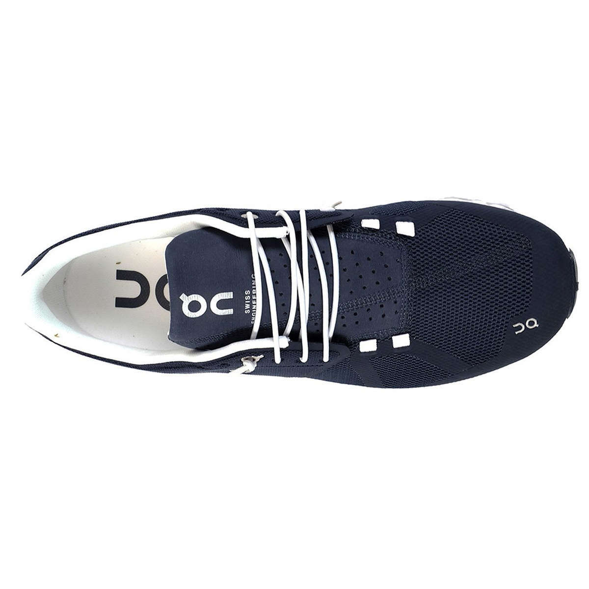 On Cloud Navy White Men's Mesh Running Shoes#color_navy white