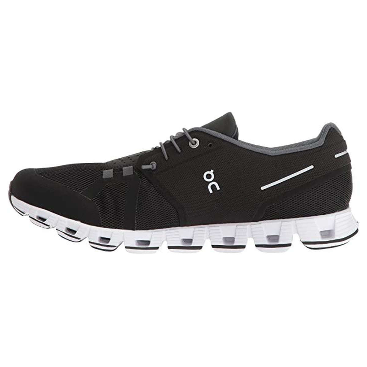 On Running Cloud Black White Men's Mesh Low-Top Trainers#color_black white