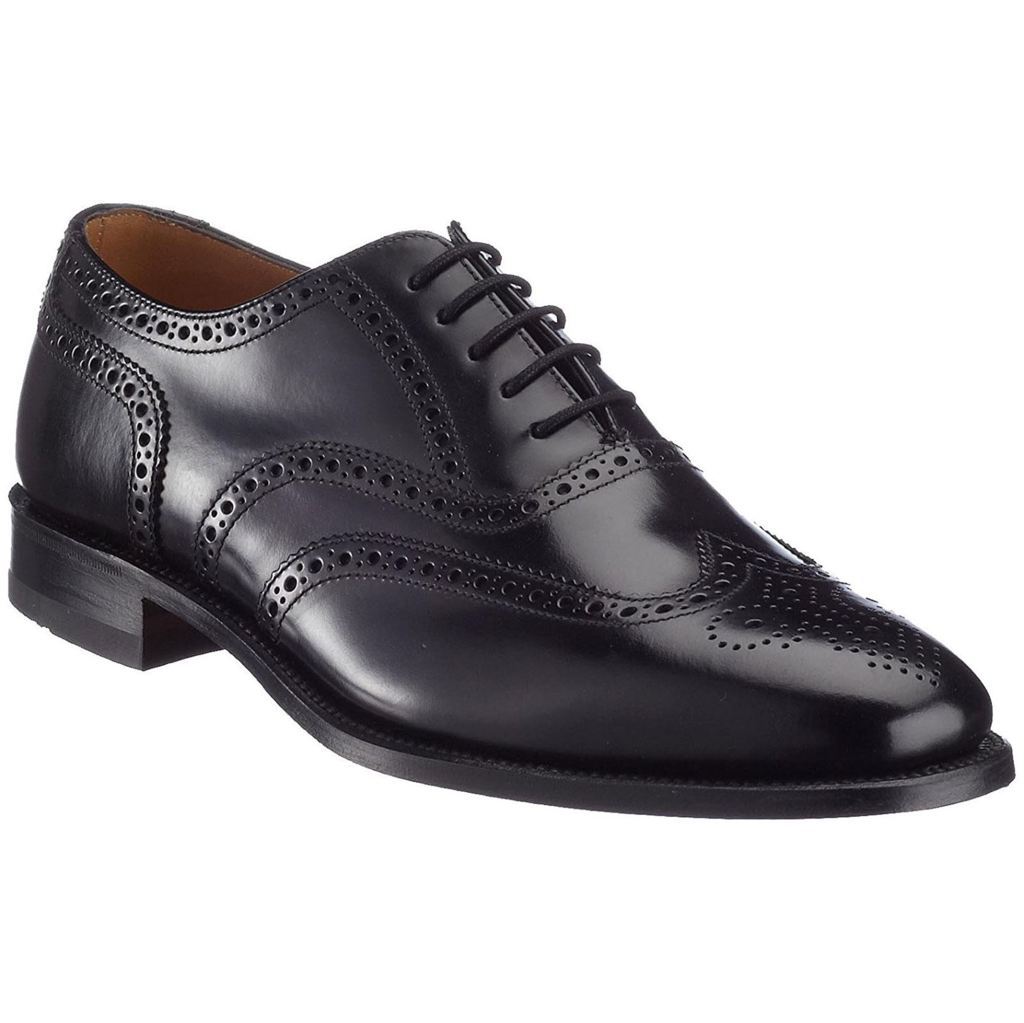 Loake 202 Polished Leather Men's Brogue Shoes#color_black