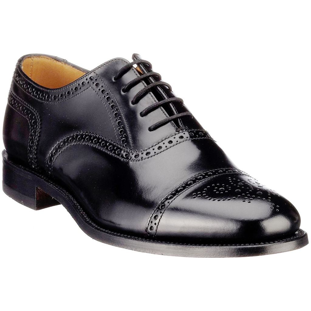 Loake 201 Polished Leather Men's Brogue Shoes#color_black