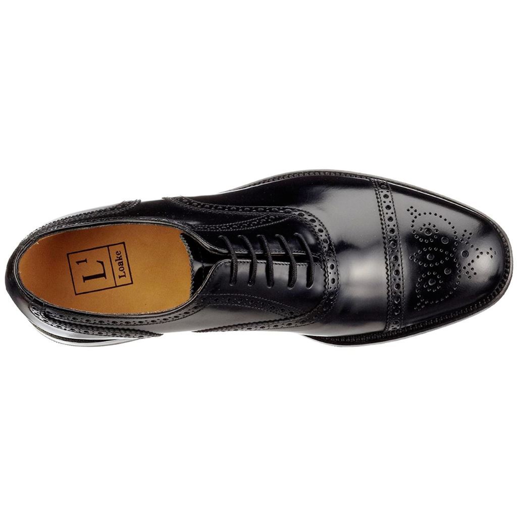 Loake 201 Polished Leather Men's Brogue Shoes#color_black