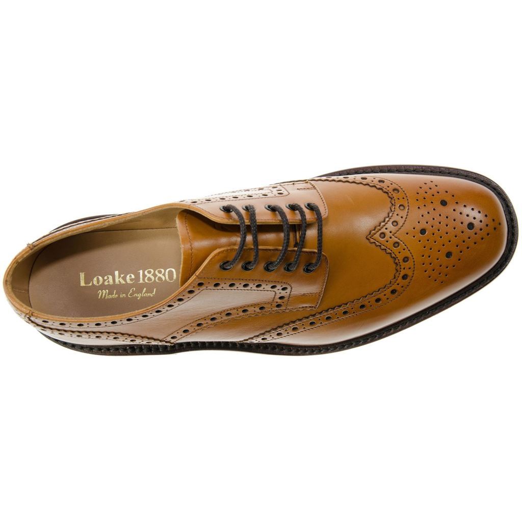 Loake Chester Polished Leather Men's Brogue Shoes#color_tan