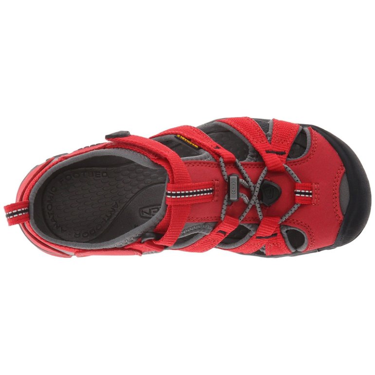 Keen Seacamp II CNX Synthetic Kids Sandals#color_racing red gargoyle