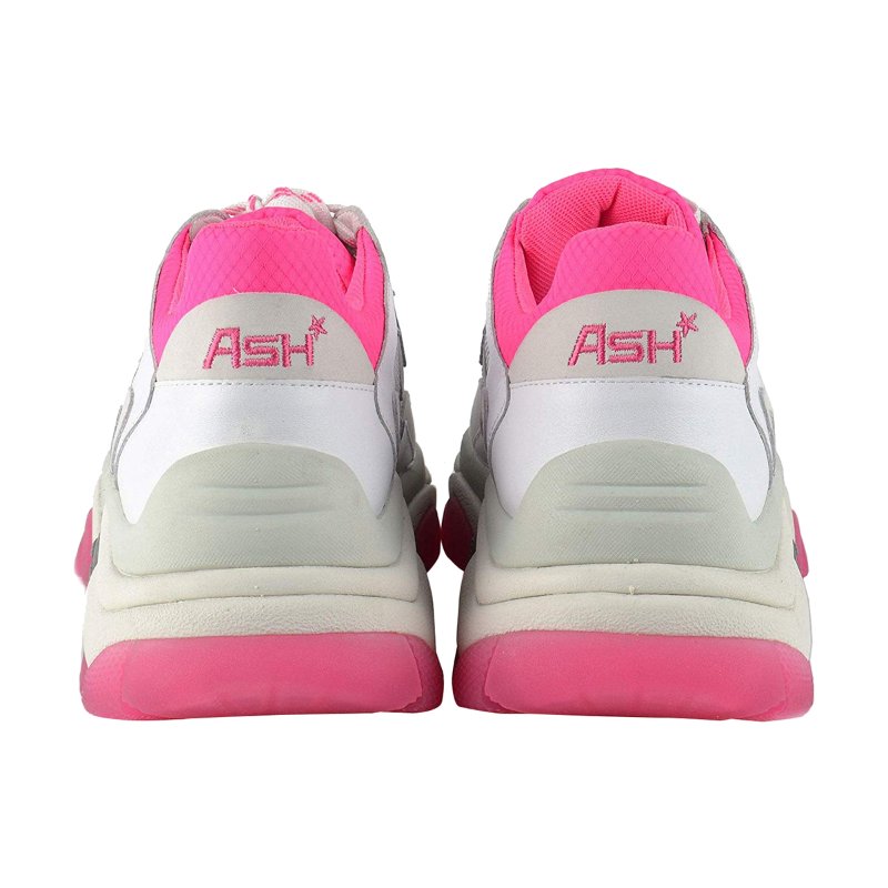 Ash Addict Leather Mesh Women's Low-Top Trainers#color_white flo pink