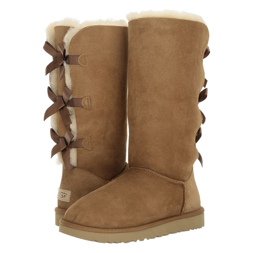 UGG Bailey Bow II Water Resistant Suede Sheepskin Women's Tall Winter Boots#color_chestnut