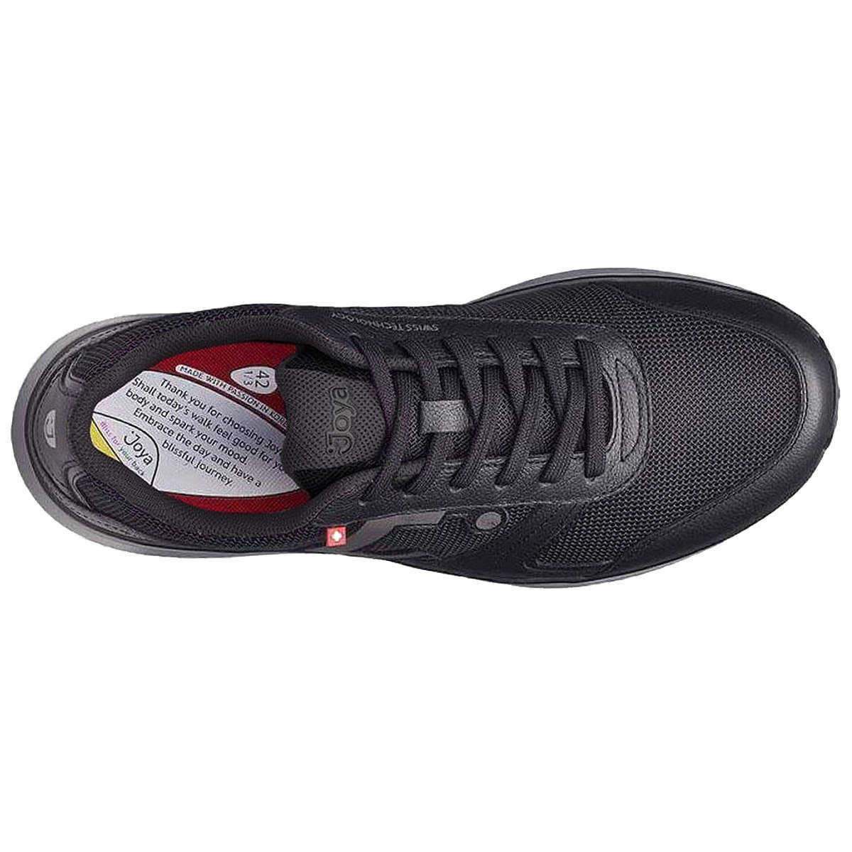 Joya Cancun Men's Leather & Mesh Men's Extra Wide Trainers#color_black