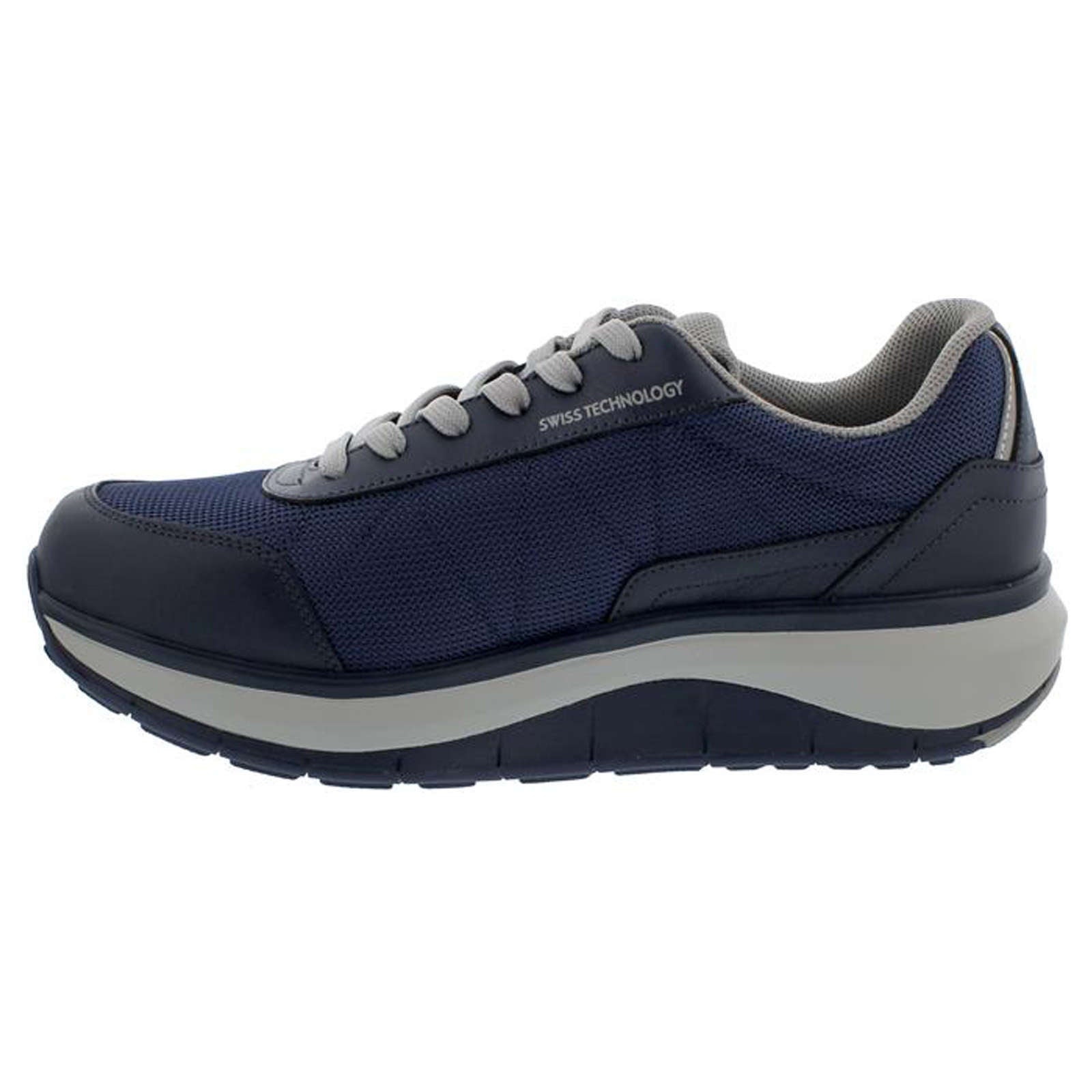 Joya Cancun Men's Leather & Mesh Men's Extra Wide Trainers#color_dark blue