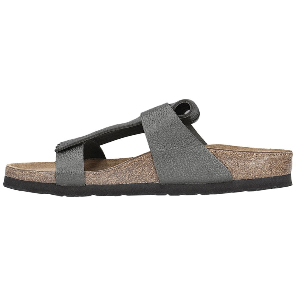 Birkenstock Papillio Maddie Fringe Metallic Leather Unisex Slip-on Sandals#color_anthracite