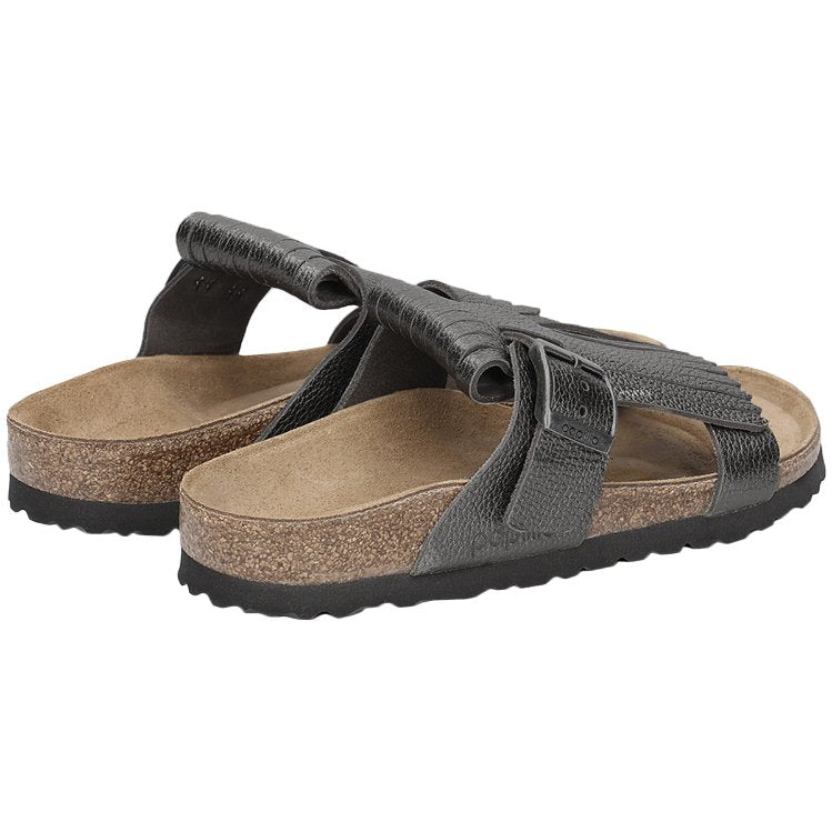 Birkenstock Papillio Maddie Fringe Metallic Leather Unisex Slip-on Sandals#color_anthracite