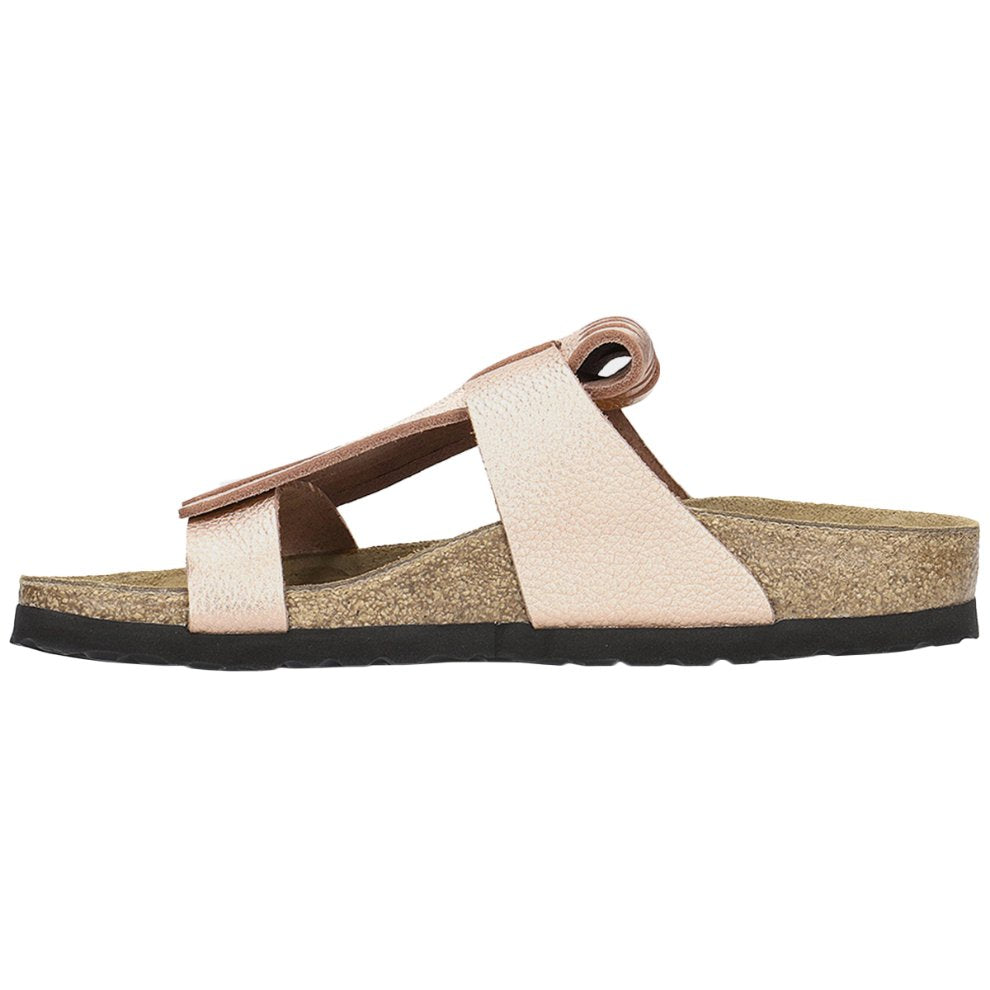 Birkenstock Papillio Maddie Fringe Metallic Leather Unisex Slip-on Sandals#color_rose