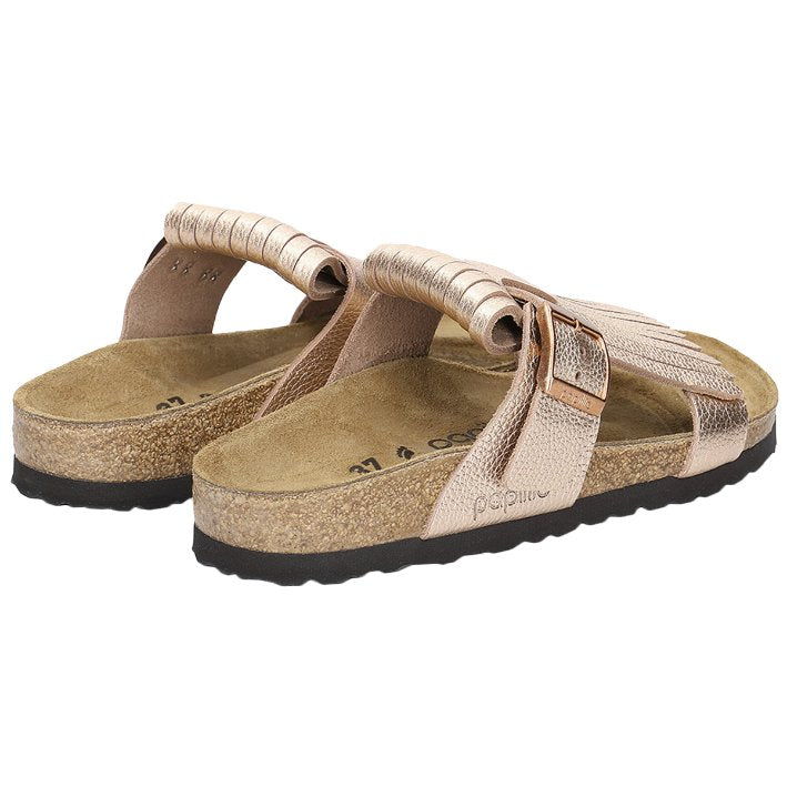 Birkenstock Papillio Maddie Fringe Metallic Leather Unisex Slip-on Sandals#color_rose