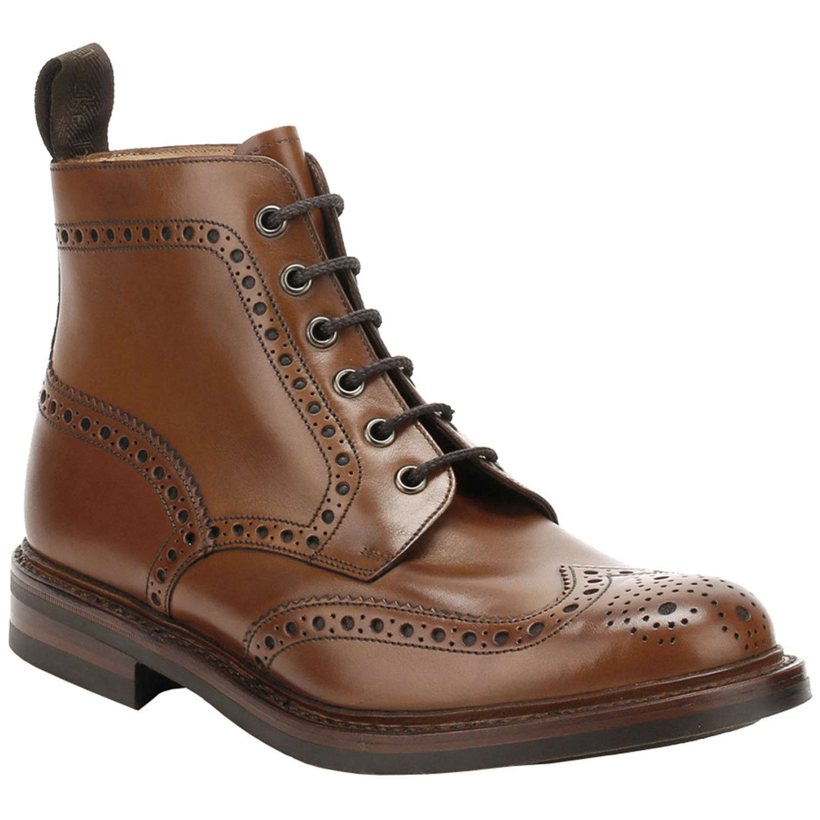 Loake Bedale Burnished Leather Men's Brogue Derby Boots#color_brown