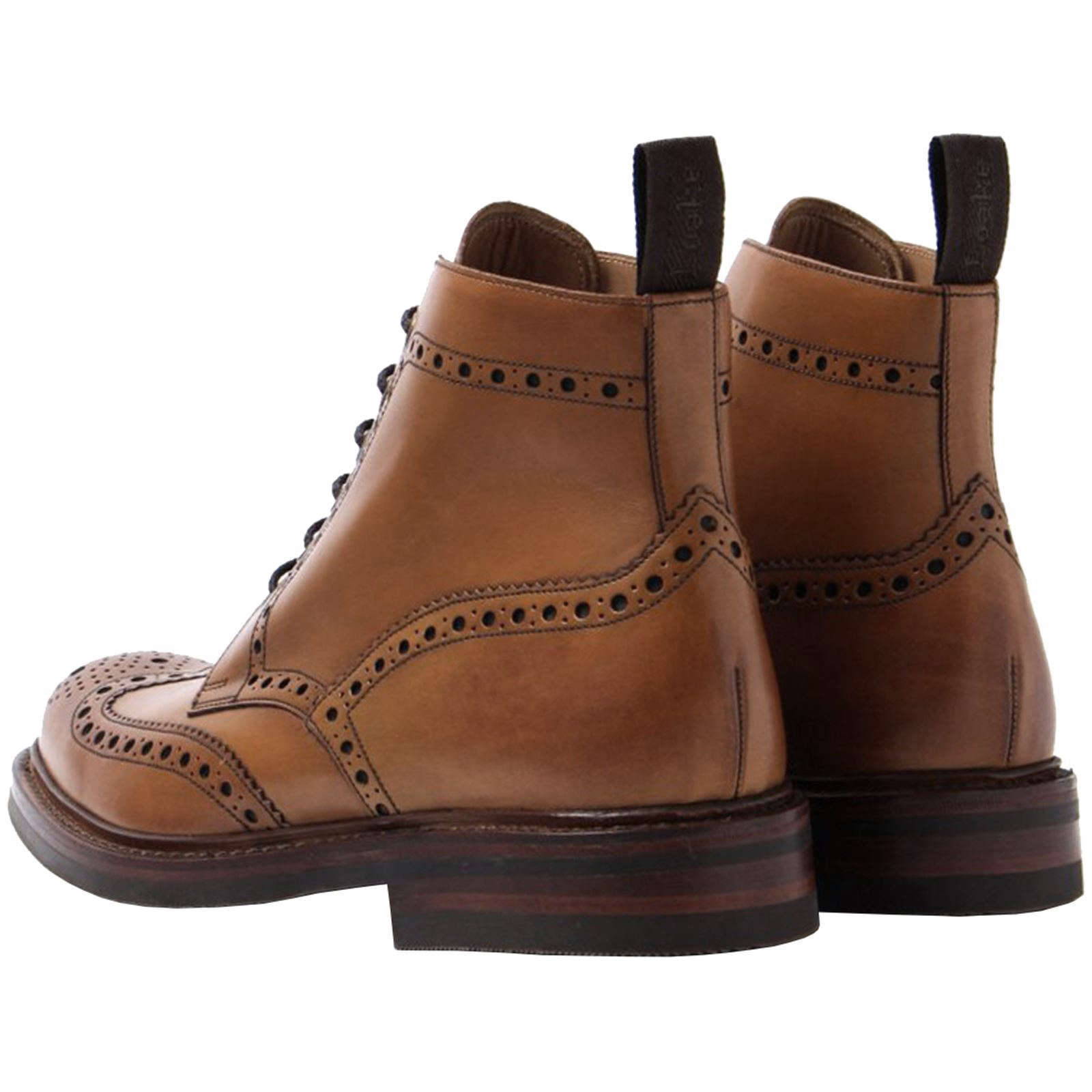 Loake Bedale Burnished Leather Men's Brogue Derby Boots#color_brown