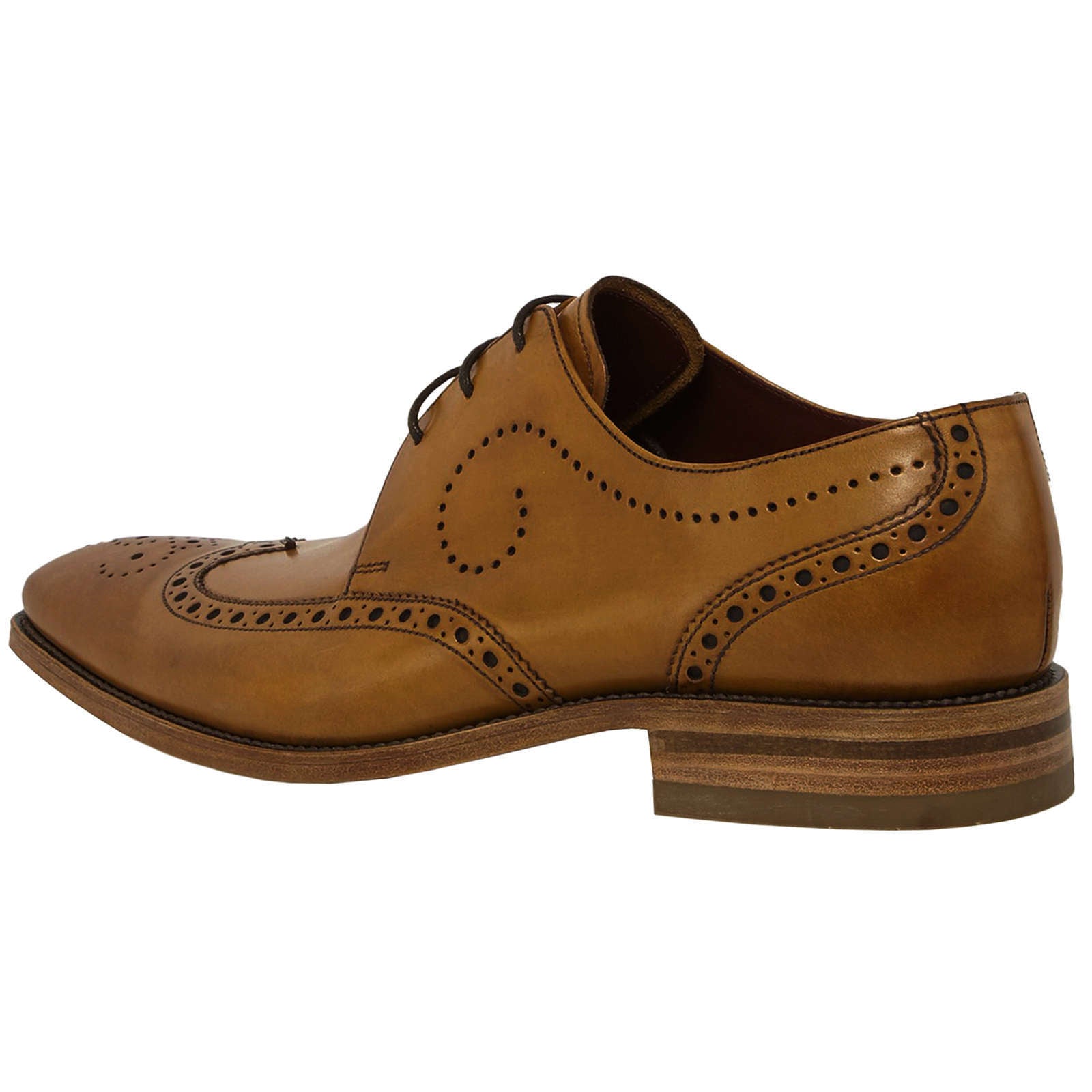 Loake Kruger Polished Leather Men's Brogue Shoes#color_tan