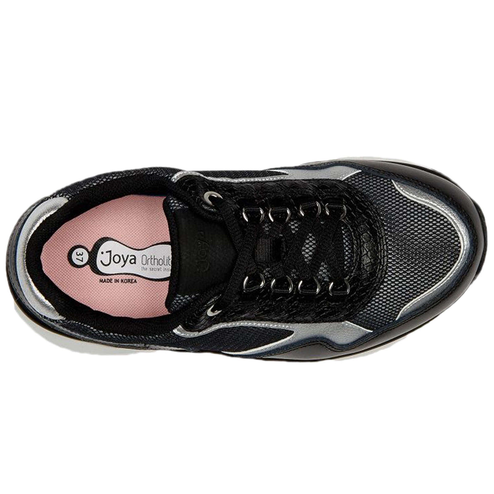 Joya Tina II Leather & Textile Women's Trainers#color_black silver