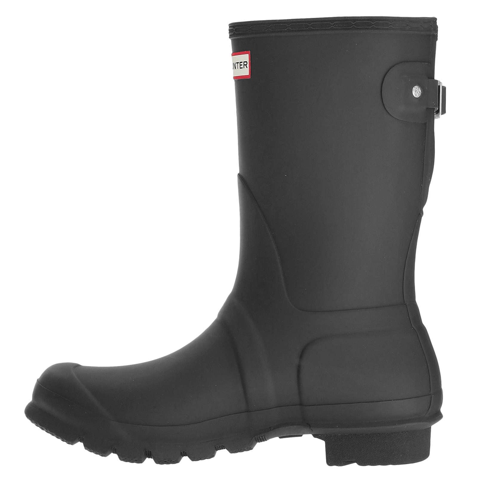 Hunter Original Back Adjustable Short Rubber Women's Short Wellington Boots#color_black