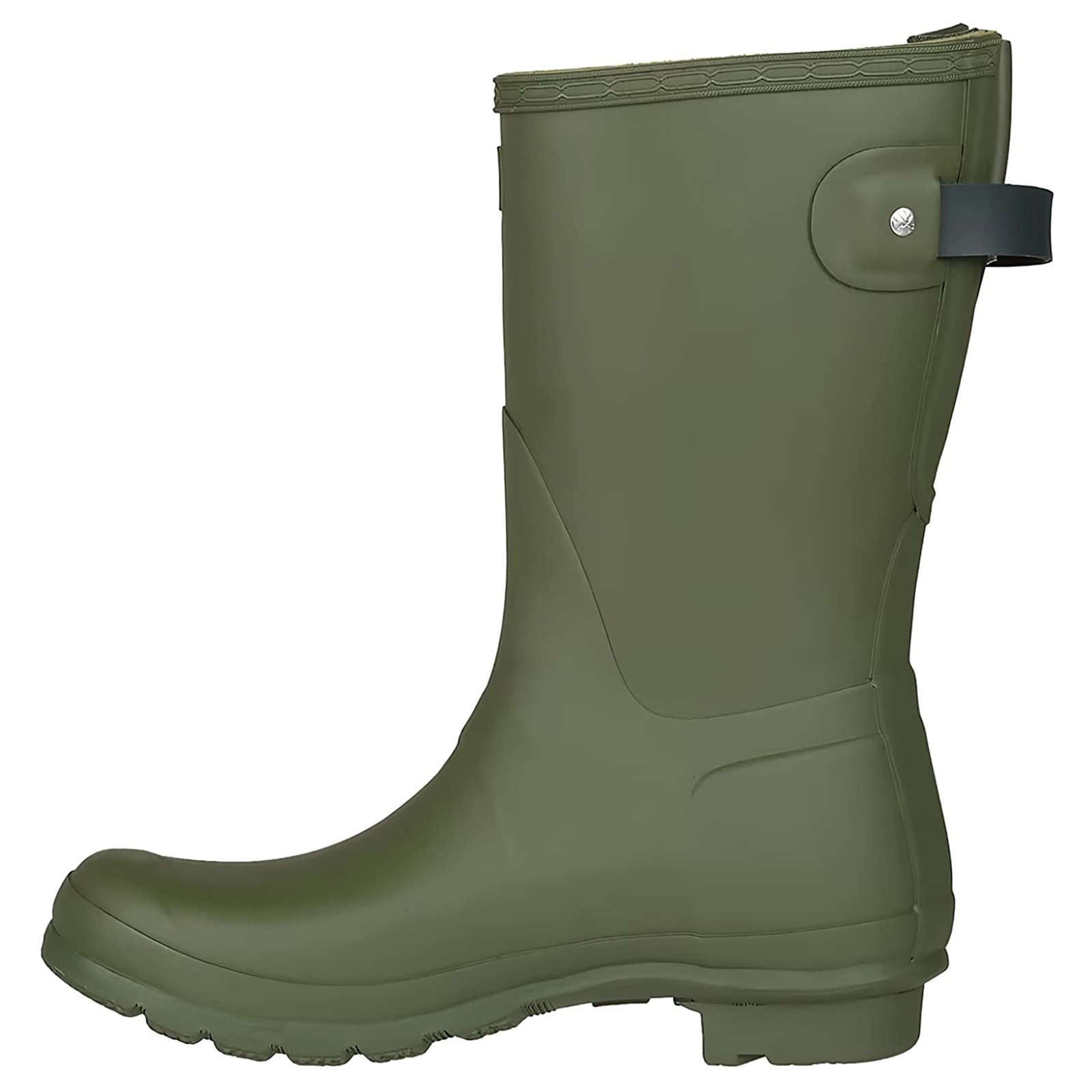 Hunter Original Back Adjustable Short Rubber Women's Short Wellington Boots#color_ismarken olive artic moss