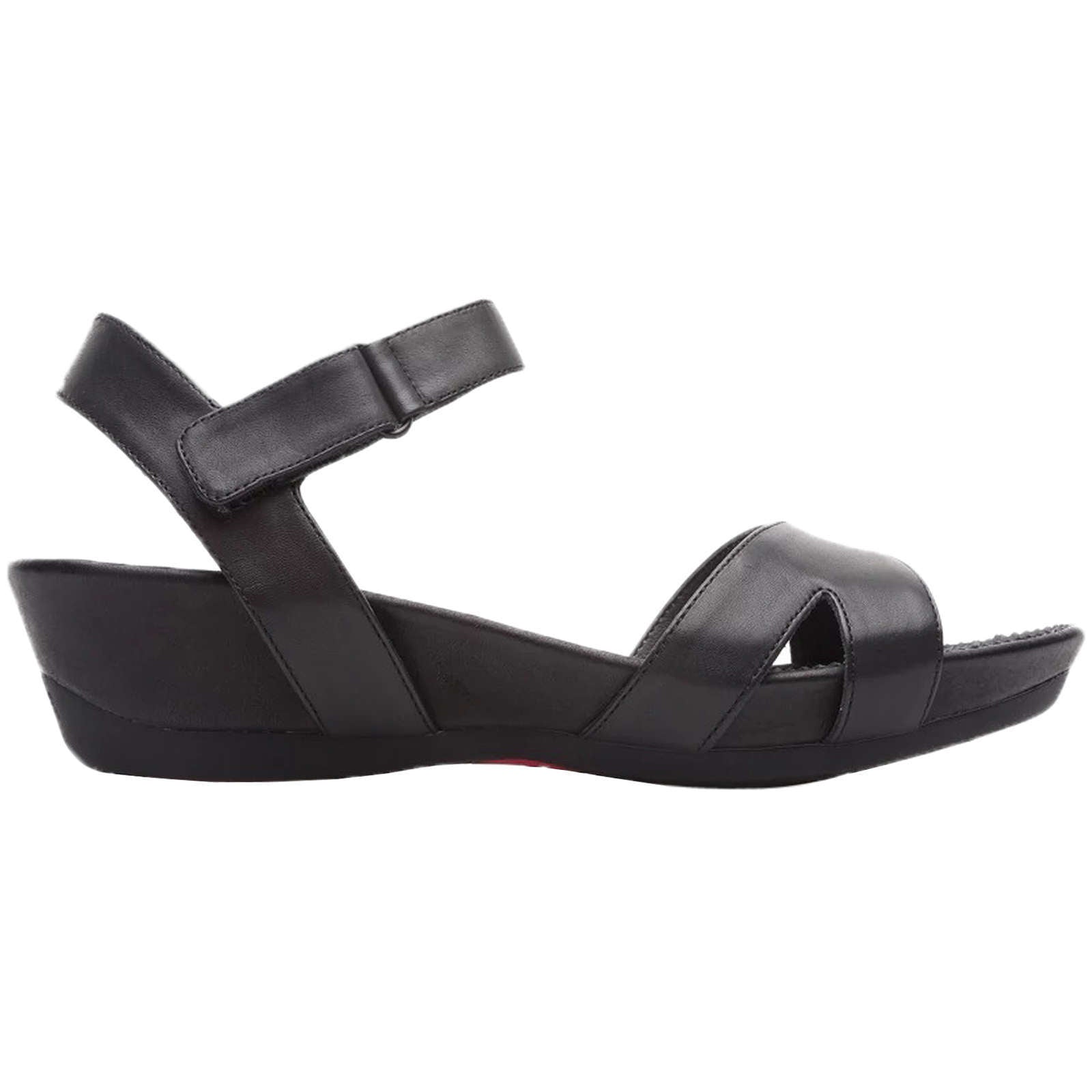 Camper Micro Calfskin Leather Women's Wedge Heel Sandals#color_black