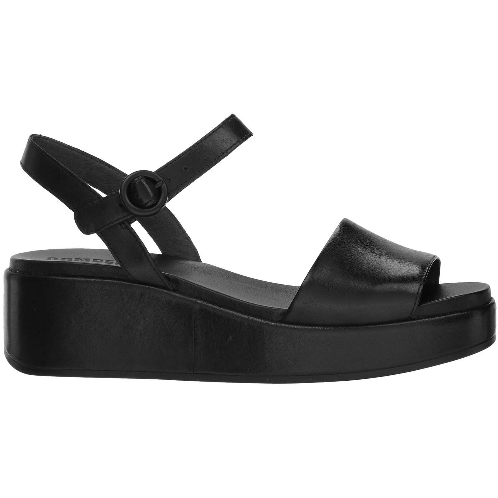 Camper Misia Calfskin Leather Women's Wedge Heel Sandals#color_black