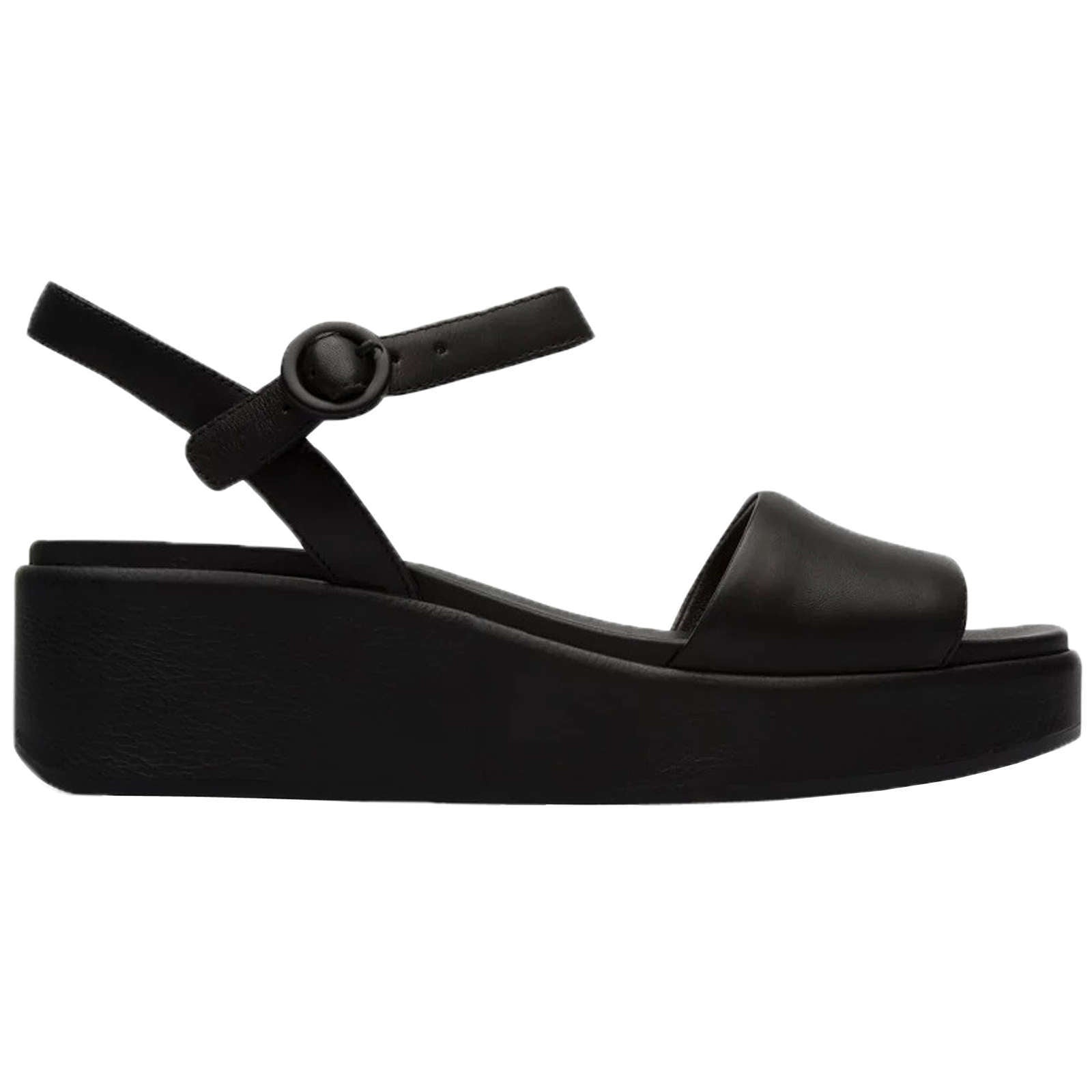 Camper Misia Calfskin Leather Women's Wedge Heel Sandals#color_black black