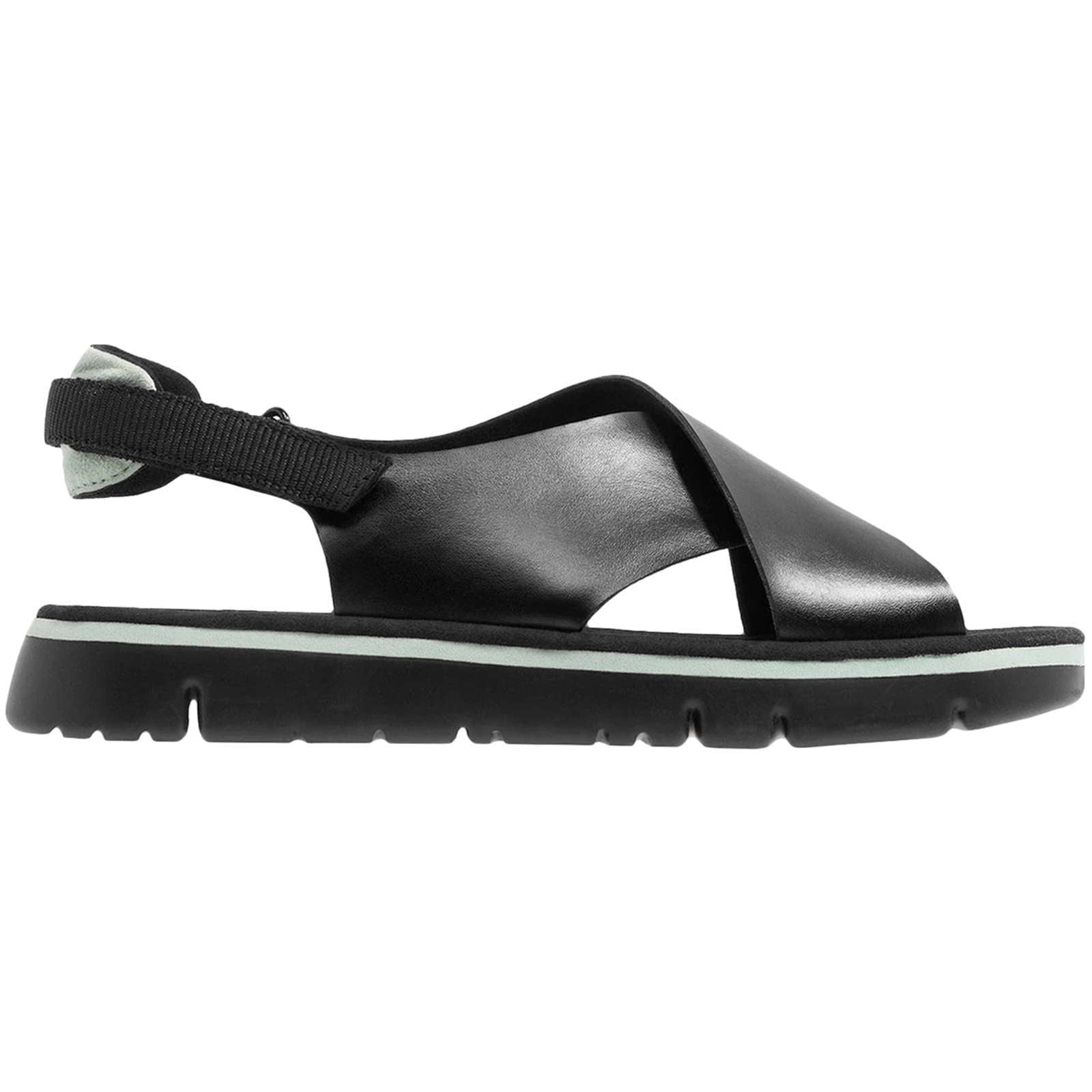 Camper Oruga Calfskin Leather & Textile Women's Open-Toe Sandals#color_black