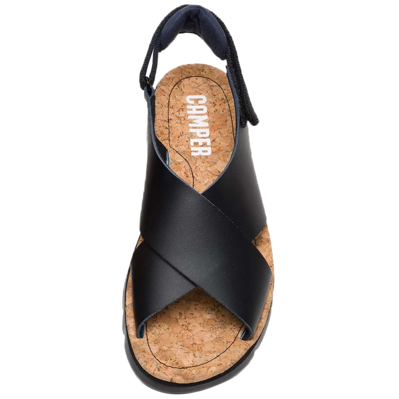 Camper Oruga Calfskin Leather & Textile Women's Open-Toe Sandals#color_black gold