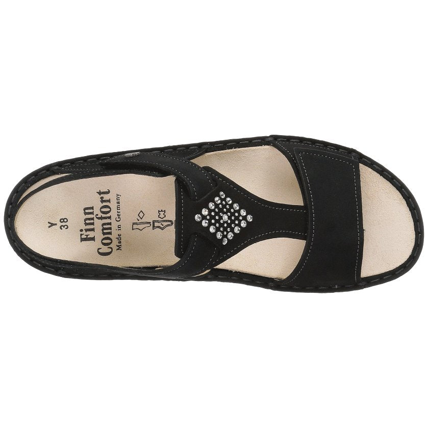 Finn Comfort Calvia Nubuck Leather Women's Sandals#color_black