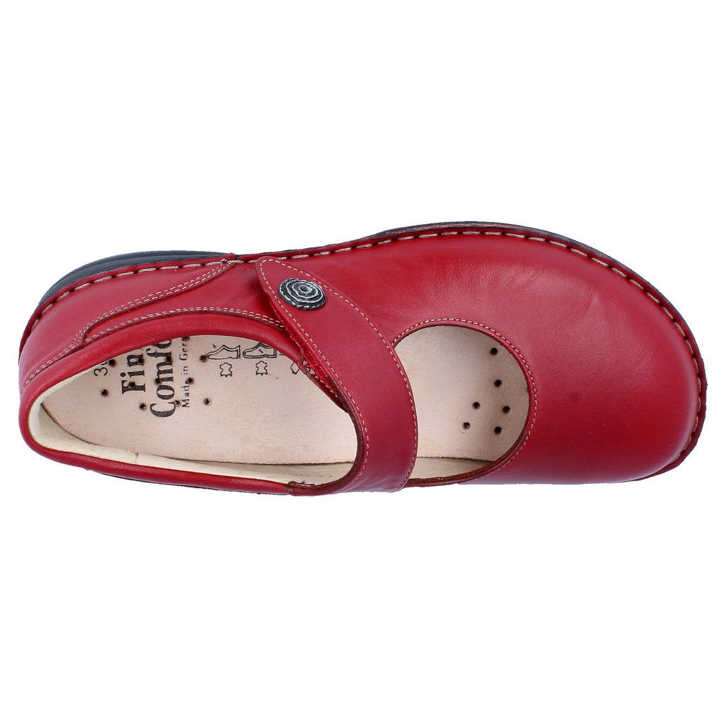 Finn Comfort Laval Leather Women's Mary Jane Shoes#color_campari