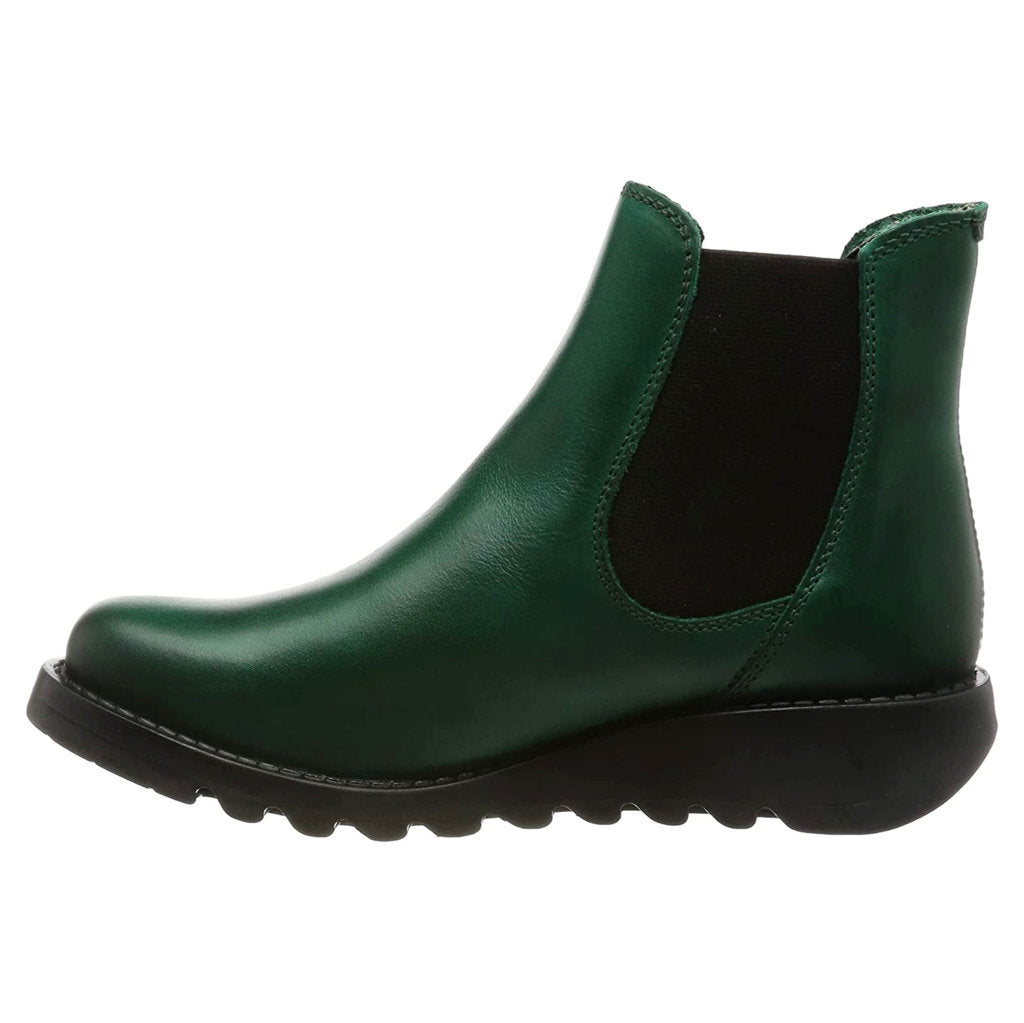 Fly London SALV Rug Leather Womens Boots#color_shamrock green black elastic