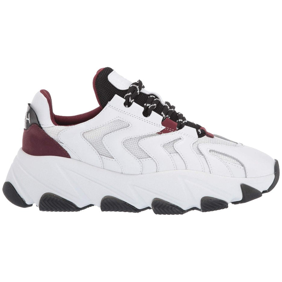 Ash Extreme Leather Women's Low-Top Trainers#color_white black bordeaux