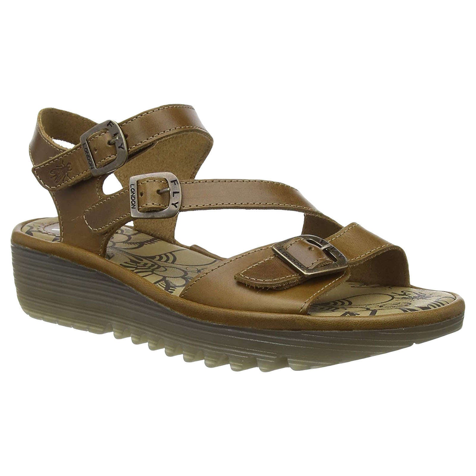 Fly London ELIT141FLY Leather Womens Sandals#color_camel