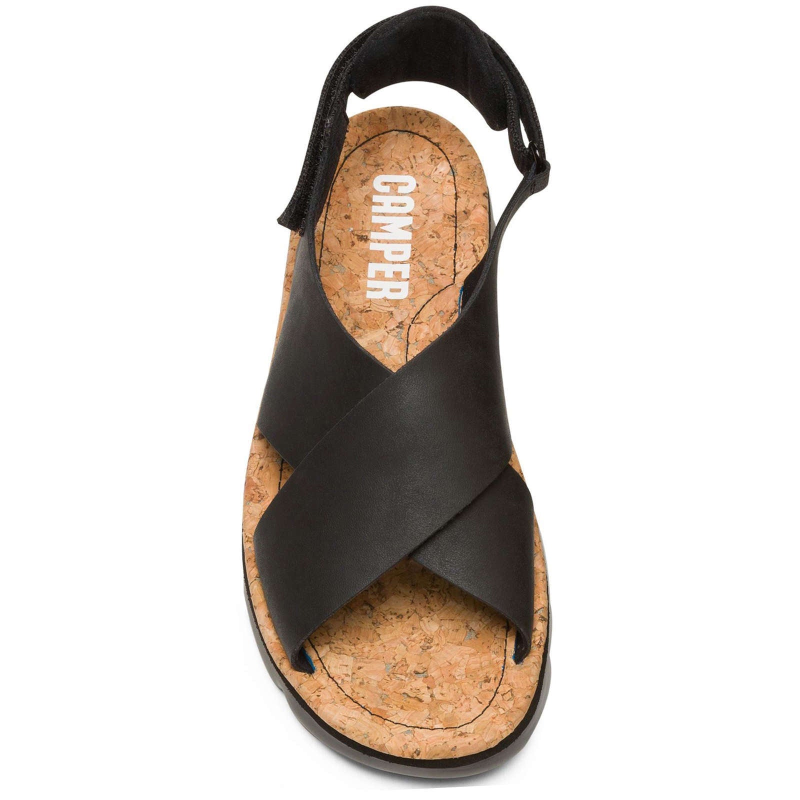 Camper Oruga Calfskin Leather & Textile Women's Open-Toe Sandals#color_black