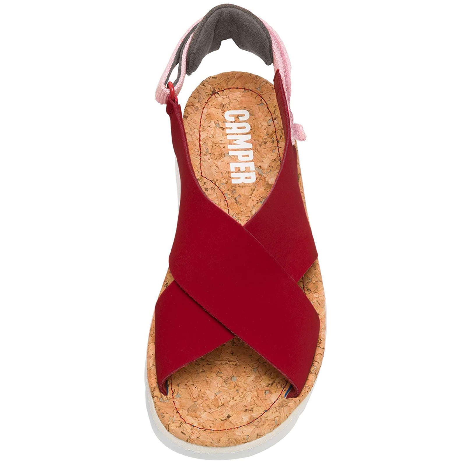 Camper Oruga Calfskin Leather & Textile Women's Open-Toe Sandals#color_red