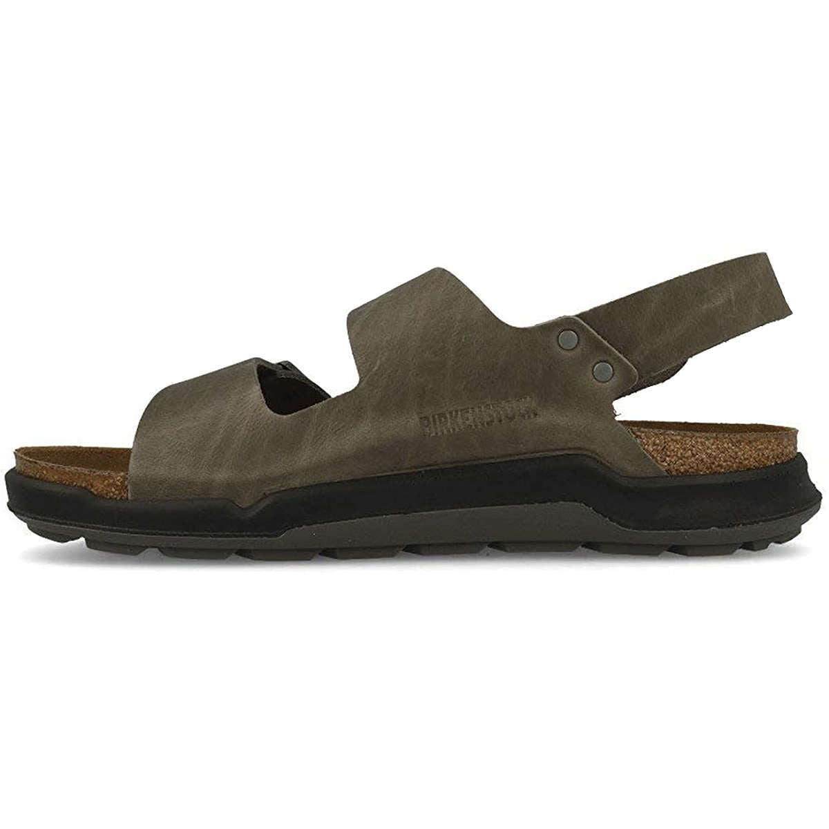 Birkenstock Milano CT Waxy Leather Mens Sandals#color_iron