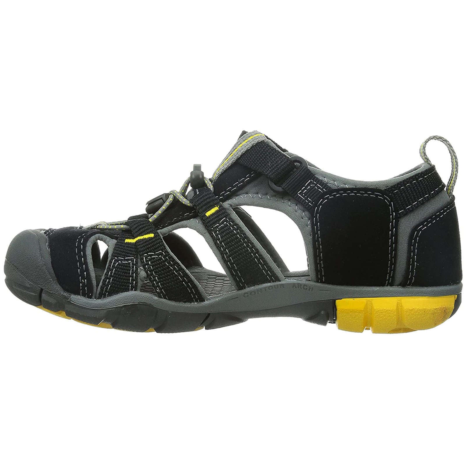 Keen Seacamp II CNX Textile Synthetic Youth Sandals#color_black yellow