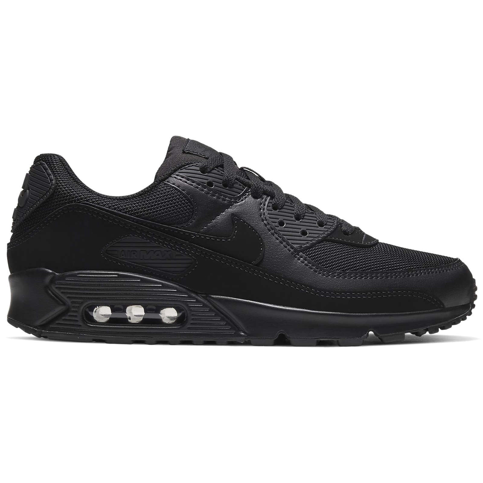 Nike Air Max 90 Textile Leather Men's Low-Top Trainers#color_black