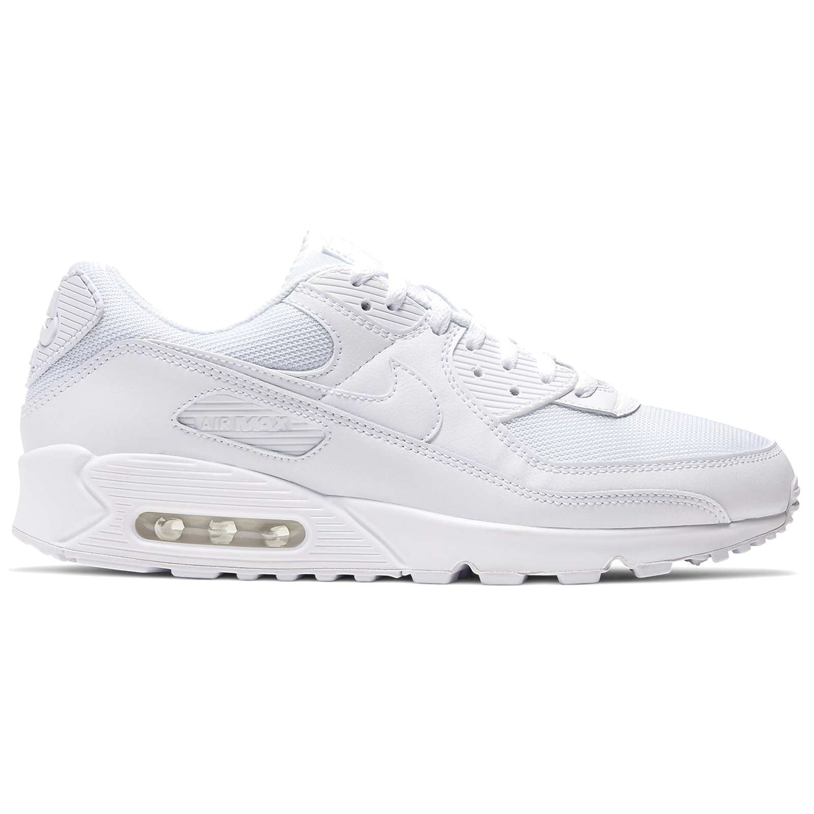 Nike Air Max 90 Textile Leather Men's Low-Top Trainers#color_white wolf grey