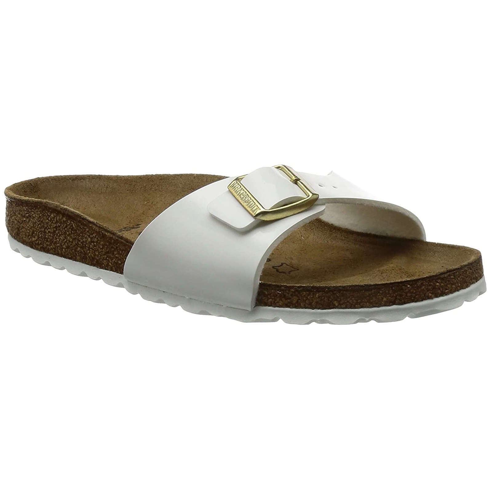 Birkenstock Madrid Birko-Flor Patent Unisex Sandals#color_white