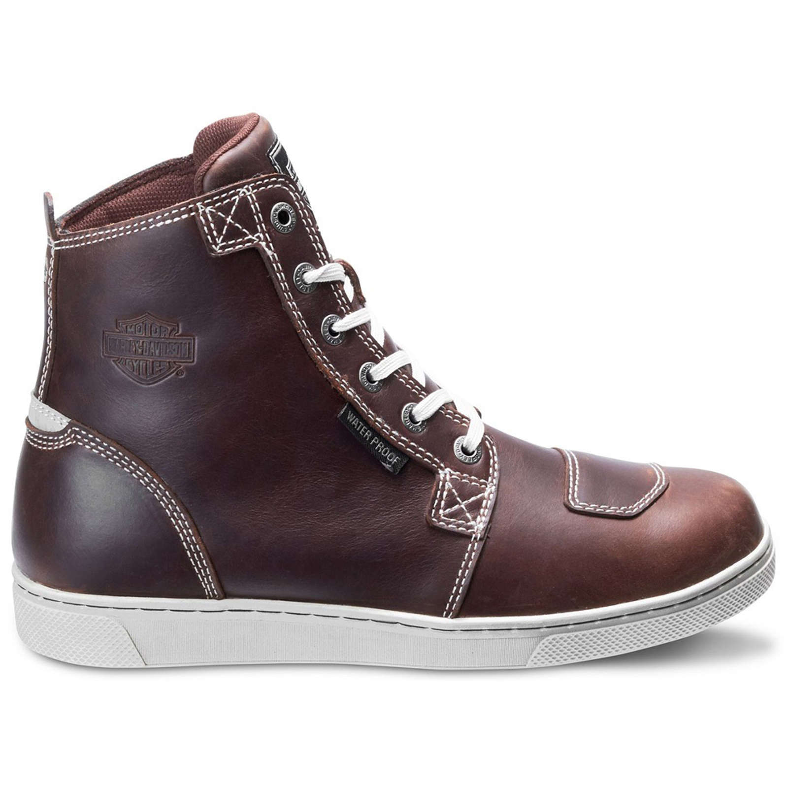 Harley Davidson Steinman Waterproof Full Grain Leather Men's High-Top Trainers#color_brown