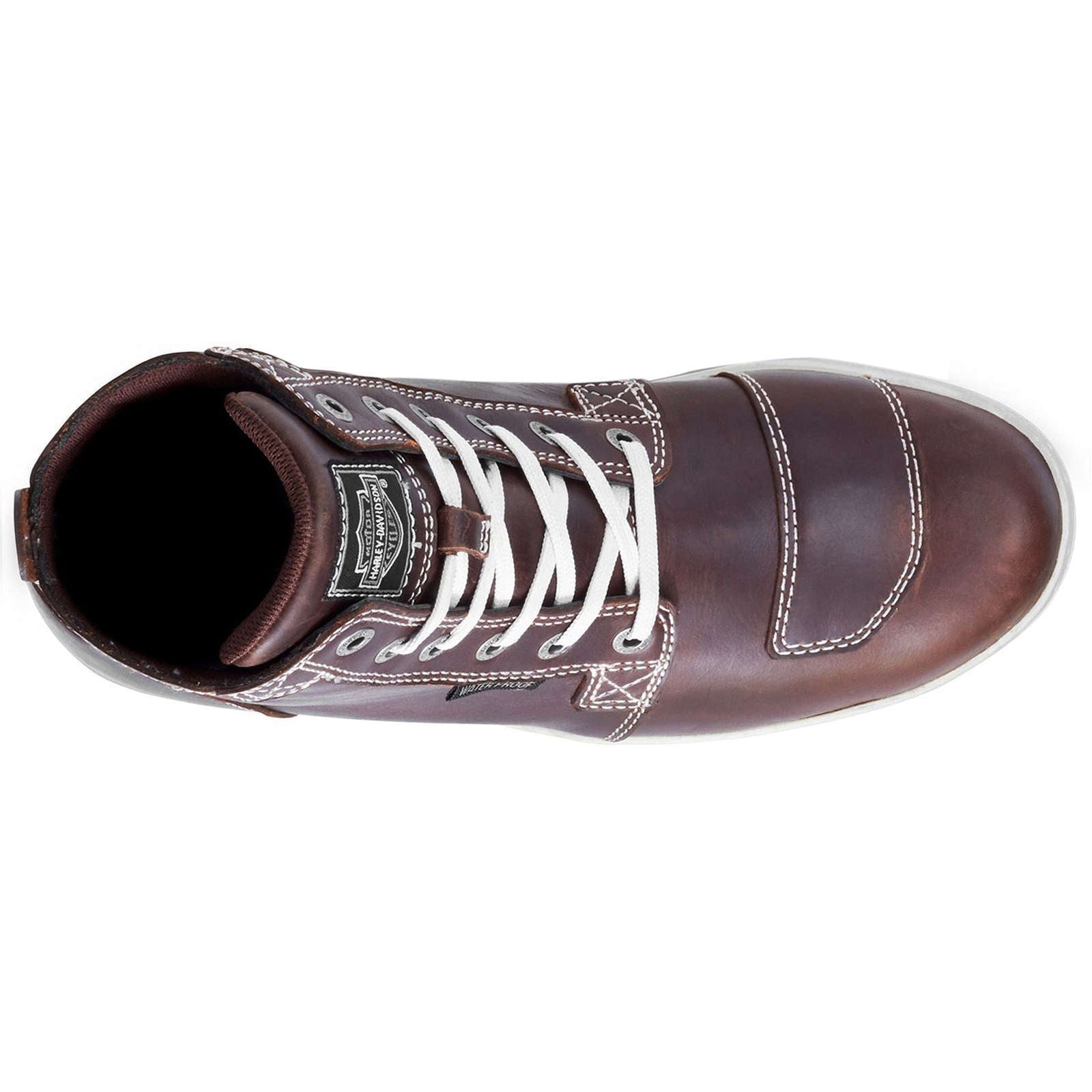 Harley Davidson Steinman Waterproof Full Grain Leather Men's High-Top Trainers#color_brown