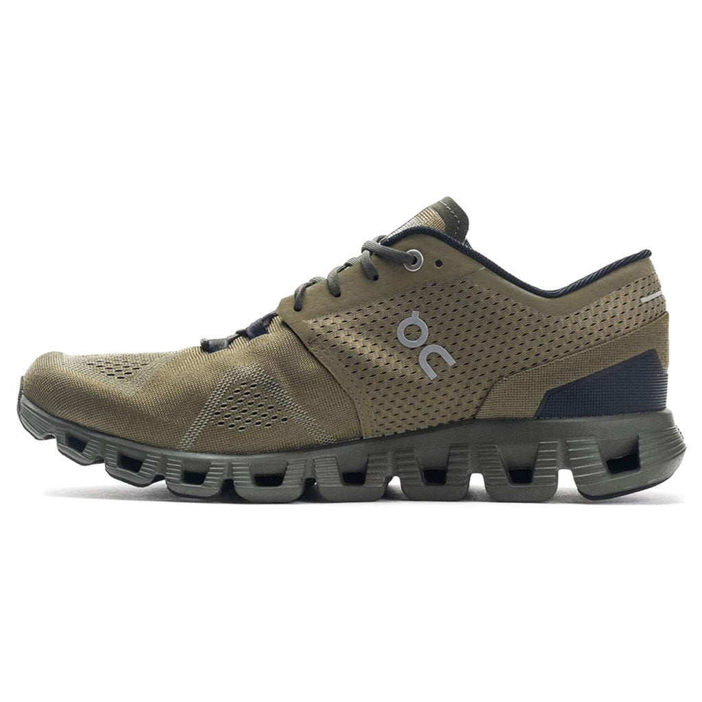 On Running Cloud X Synthetic Textile Mens Trainers#color_olive fir