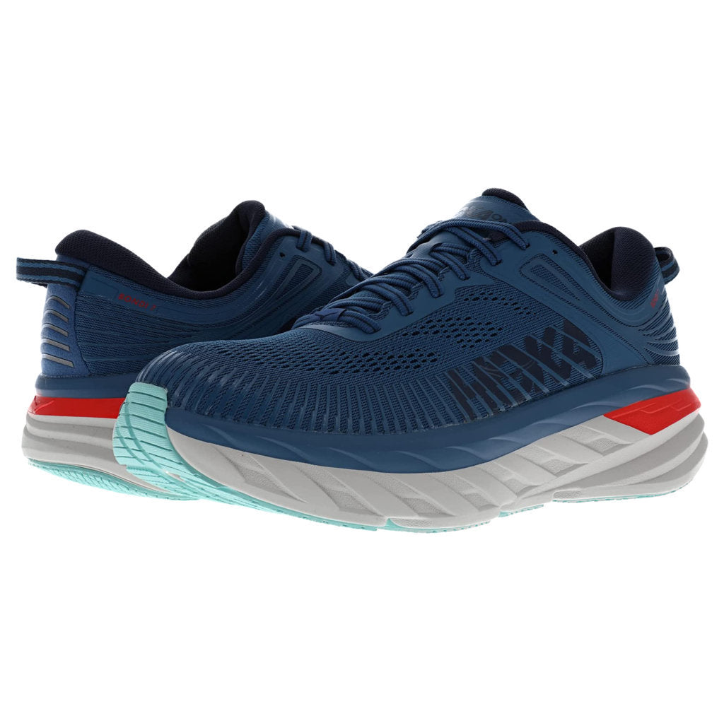 Hoka Bondi 7 Mesh Men's Running Shoes#color_real teal outer space