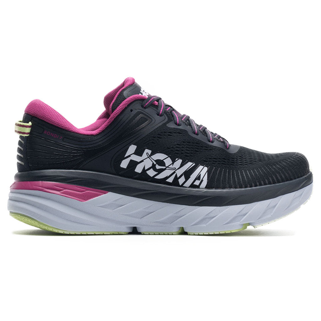 Hoka One One Bondi 7 Mesh Women's Low-Top Road Running Trainers#color_blue graphite festival fuchsia