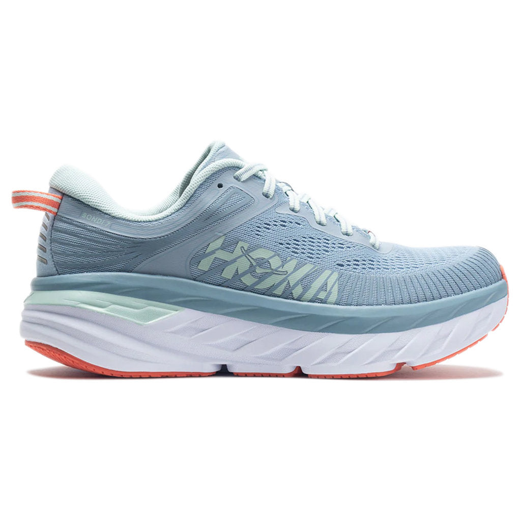 Hoka One One Bondi 7 Mesh Women's Low-Top Road Running Trainers#color_blue fog blue glass