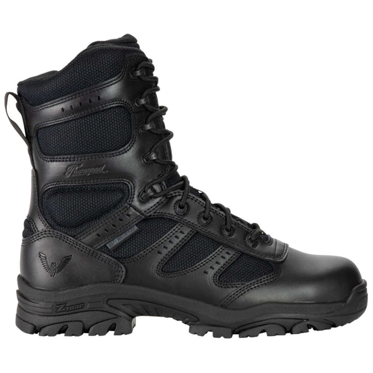 Thorogood Deuce 8 Inch Waterproof Side Zip Leather Men's Tactical Boots#color_black